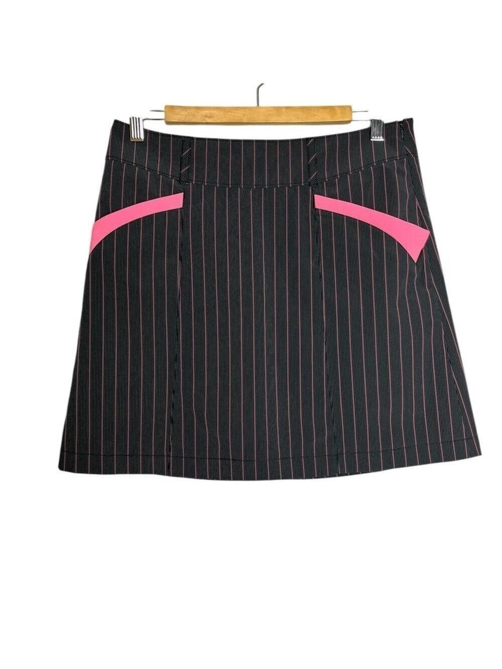 Annika Cutter & Buck Golf Skirt/Skort Black with Pink Stripes, size 4